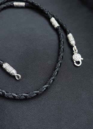 Шнурок с серебряными окончаниями и вставками meridian 925 пробы 846/4 55