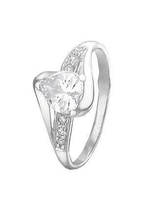 Серебряное кольцо с фианитами, размер 16,0, вес: 1.9 г