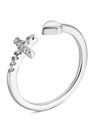 Серебряное кольцо с фианитами геометрия, размер 18,0, вес: 1.2 г