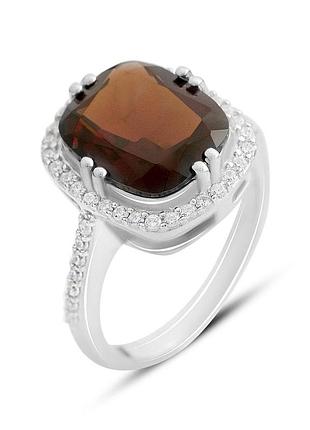 Срібне кільце komilfo з натуральним гранатом 6.307ct, вага виробу 4,71 г (2158011) 19 розмір