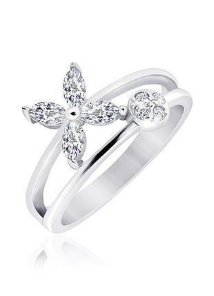 Серебряное кольцо с фианитами, размер 16,0, вес: 2.8 г