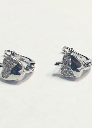 Серебряные серьги с английской застежкой яблоко