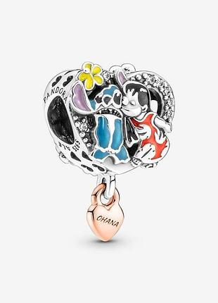 Серебряная бусина pandora "лело и стич"