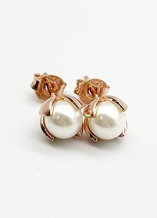 Серебряные серьги со вставкой sea shell pearl