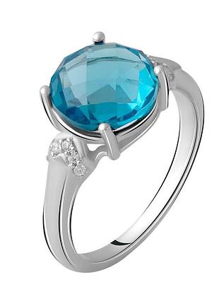 Серебряное кольцо komilfo с топазом лондон блю 3.027ct, вес изделия 3,26 гр (2062561) 18.5 размер