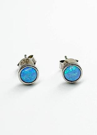 Серебряные серьги с голубым опалом
