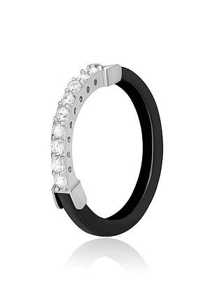 Серебряное кольцо с керамикой и фианитами, размер 18,0, вес: 1.7 г