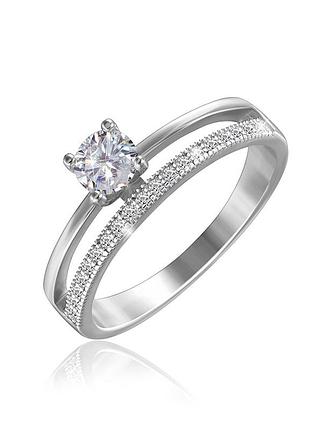 Серебряное кольцо с фианитом, размер 16,0, вес: 1.8 г