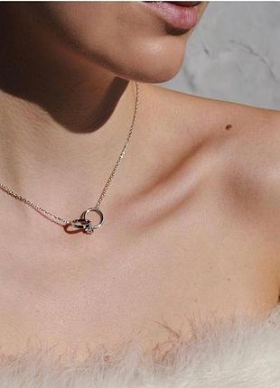 Серебряное колье со вставкой swarovski zirconia
