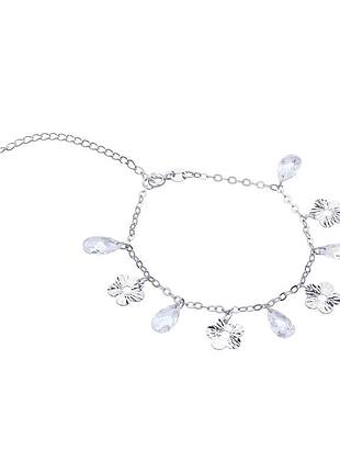 Серебряный браслет с фианитами, размер 16 см x 5 см, вес: 6.2 г