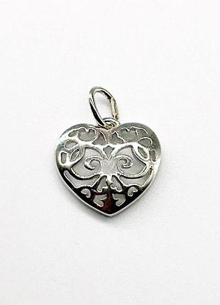 Серебряная подвеска сердце ажурное
