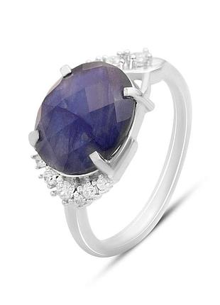 Серебряное кольцо komilfo с натуральным сапфиром 6.387ct, вес изделия 3,83 гр (2150589) 17.5 размер