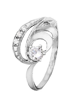 Серебряное кольцо с фианитами, размер 16,0, вес: 1.8 г