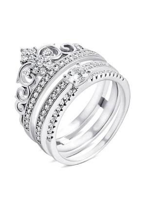 Серебряное кольцо с фианитами, размер 17,0, вес: 5.5 г