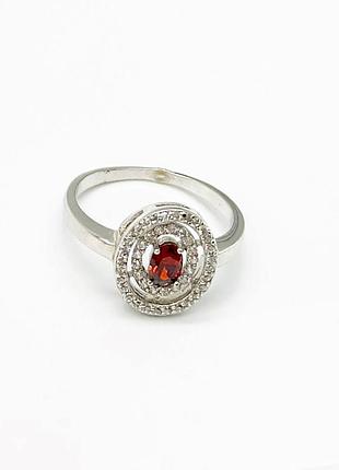 Серебряное кольцо со вставкой фианит, размер 18,5, вес: 3.8 г