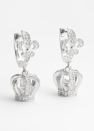 Серебряные серьги покрытые родием с фианитами