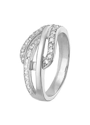 Серебряное кольцо с фианитами, размер 18,0, вес: 6.1 г