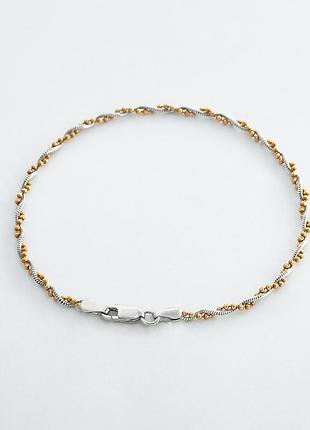 Серебряный браслет, размер 19 см x 0,2 см, вес: 2.6 г