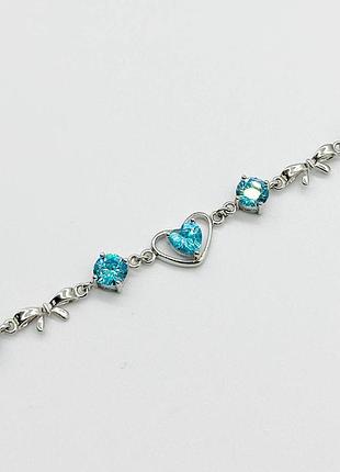 Серебряный браслет со вставкой фианит, размер 16 см x 5 см, вес: 6.7 г