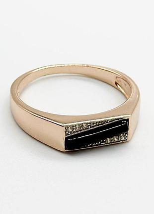 Серебряное кольцо со вставкой фианит/оникс, размер 20,5, вес: 3.5 г