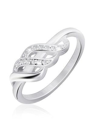 Серебряное кольцо с фианитами, размер 16,5, вес: 2.3 г