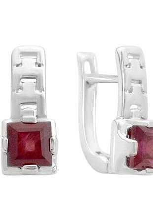Серебряные серьги komilfo с натуральным рубином 1.76ct (2165606)