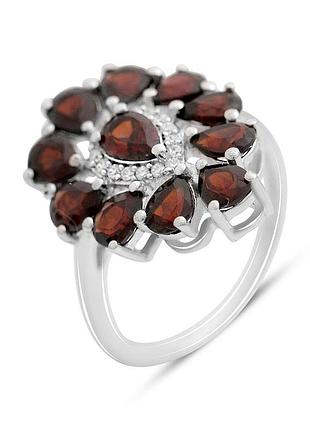 Серебряное кольцо komilfo с натуральным гранатом 4.808ct, вес изделия 4,31 гр (2151975) 17.5 размер