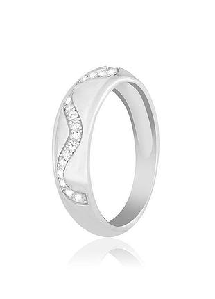 Серебряное кольцо с фианитами, размер 17,0, вес: 2.6 г