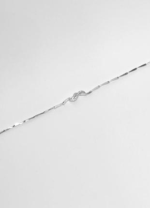 Серебряный браслет со вставкой фианит, размер 17 см x 0,3 см, вес: 5.1 г
