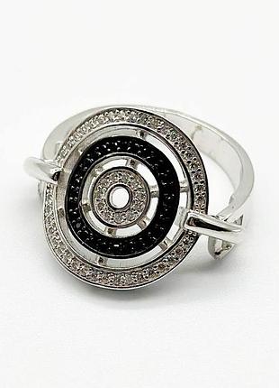 Серебряное кольцо в стиле "bvlgari" с фианитами, размер 18,0, вес: 5.6 г