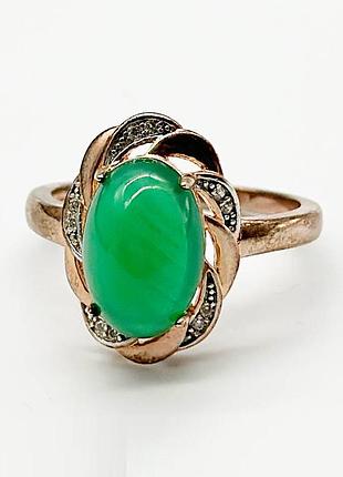 Серебряное кольцо со вставкой кварц/фианит, размер 18,0, вес: 3.3 г