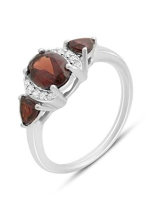 Срібне кільце amari з натуральним гранатом 2.222ct, вага виробу 3,08 г (2062721) 18 розмір