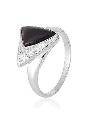 Серебряное кольцо с черными фианитами, размер 18,5, вес: 3.0 г