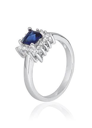 Серебряное кольцо с синими фианитами, размер 17,5, вес: 3.3 г