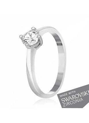 Серебряное кольцо с цирконием swarovski zirconia, размер 16,0, вес: 1.3 г