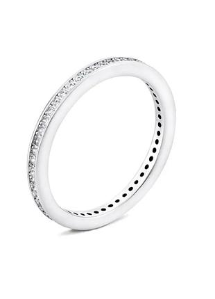 Серебряное кольцо с белыми фианитами, размер 18,0, вес: 1.3 г