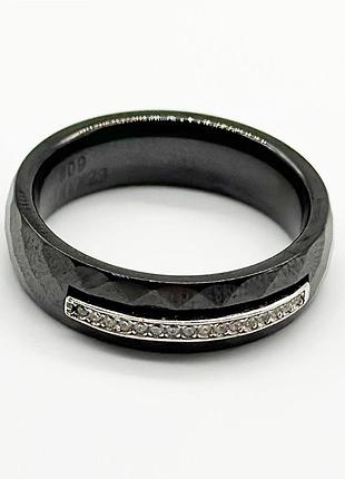 Серебряное кольцо со вставкой фианит/керамика, размер 18,5, вес: 4.7 г