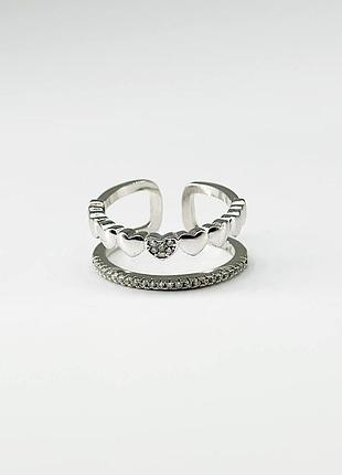 Серебряное кольцо с фианитами, размер 16,0, вес: 3.0 г