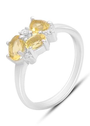 Серебряное кольцо komilfo с цитрином nano 1.14ct, вес изделия 2,44 гр (2171911) 18 размер 2.38, 17"