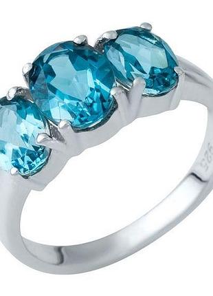 Серебряное кольцо komilfo с топазом лондон блю 1.9ct, вес изделия 2,65 гр (1937518) 18 размер