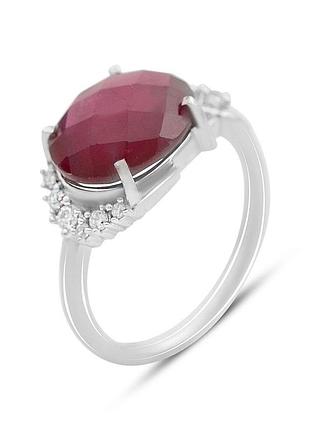 Срібне кільце komilfo з натуральним рубіном 6.576ct, вага виробу 3,82 г (2153054) 18 розмір