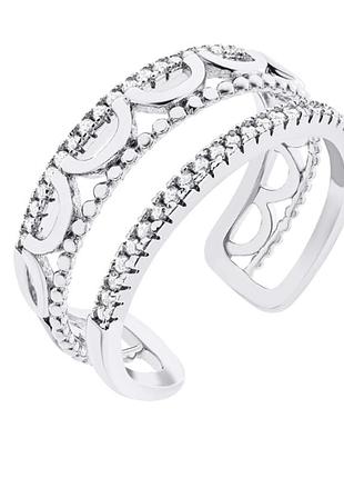 Серебряное кольцо с фианитами, размер 17,0, вес: 3.5 г