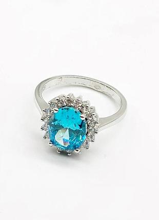Серебряное кольцо со вставкой фианит, размер 18,5, вес: 3.9 г