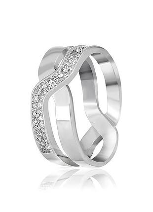 Серебряное кольцо с фианитами, размер 17,0, вес: 4.2 г