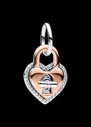 Срібна намистина pandora замок у формі серця