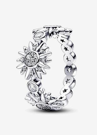 Серебряное кольцо pandora "светящееся тройное солнце"