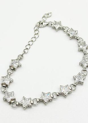 Серебряный браслет со вставкой фианит, размер 16 см x 5 см, вес: 10.0 г