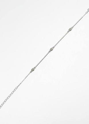 Серебряный браслет родированный, размер 16,5 см x 0,1 см, вес: 1.8 г