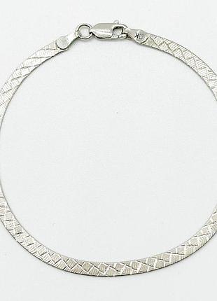 Серебряный браслет, плетение плоская лента, размер 19 см x 0,3 см, вес: 3.1 г