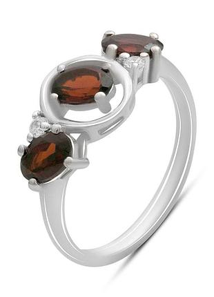 Срібне кільце komilfo з натуральним гранатом 1.633ct, вага виробу 2,98 г (2195863) 17 розмір